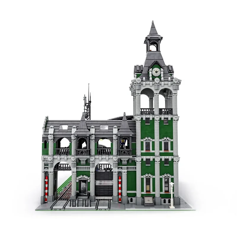 Moc Building Block Model European Railway Station Modular Bricks Toys