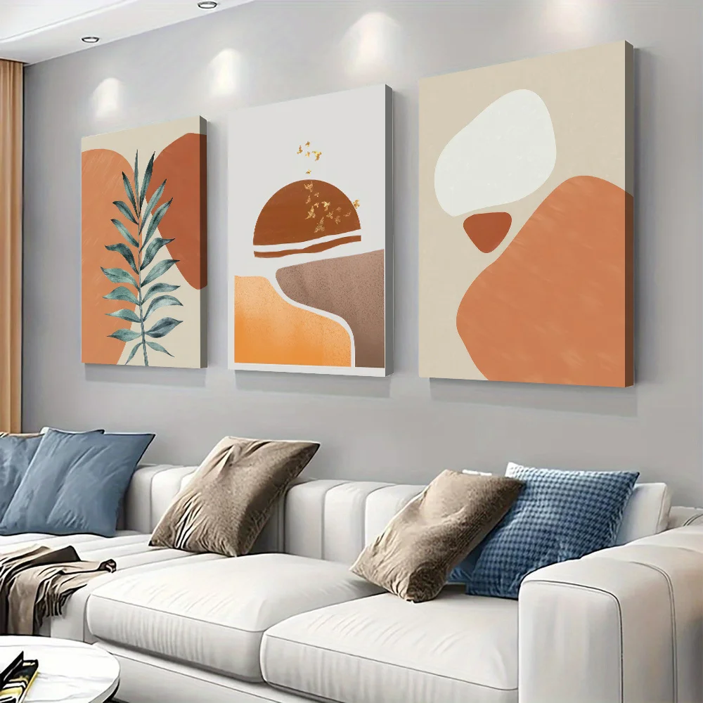 3-piece set of modern minimalist tropical plant decoration paintings, Nordic style living room entrance wall decoration, abstrac
