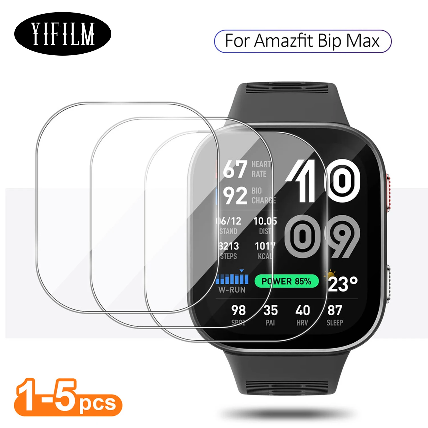 For Amazfit Bip Max Tempered Glass Screen Protector Ultra-Clear Anti-Scratch Bubble-Free Protective Film Guard HD Clarity