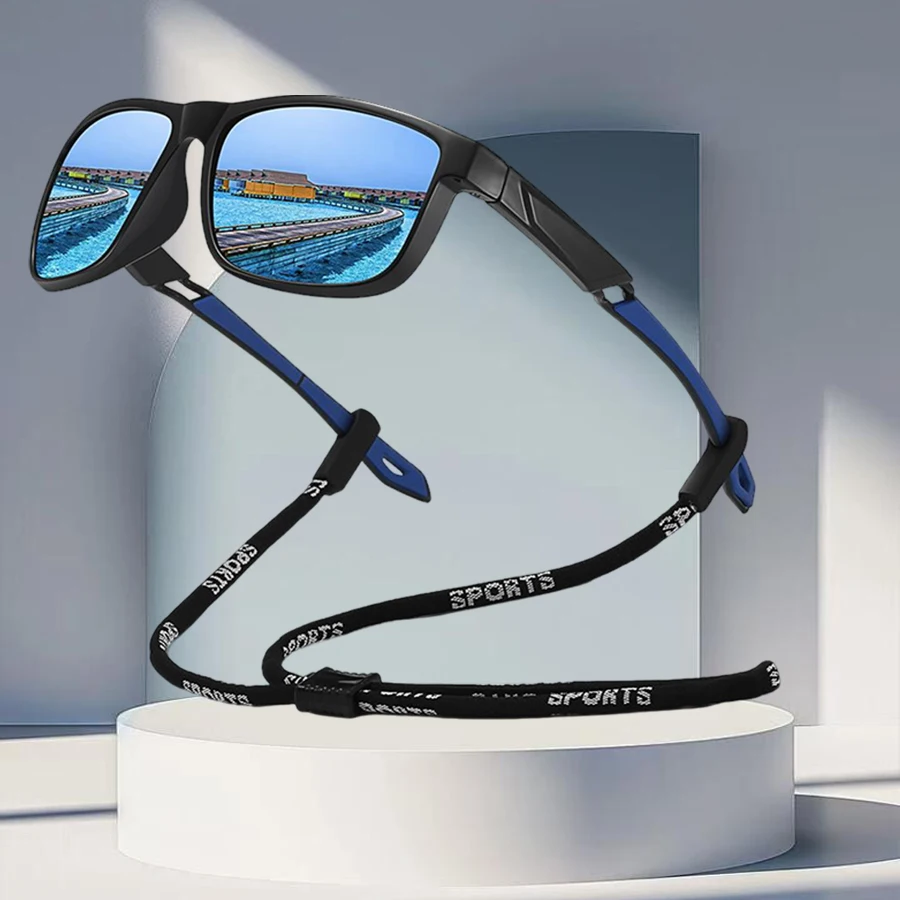 Classic Vintage Splice Block Colorful With Chain Sunglasses Men Women Driving Fishing Cycling Running Sports Fashion Sun Glasses