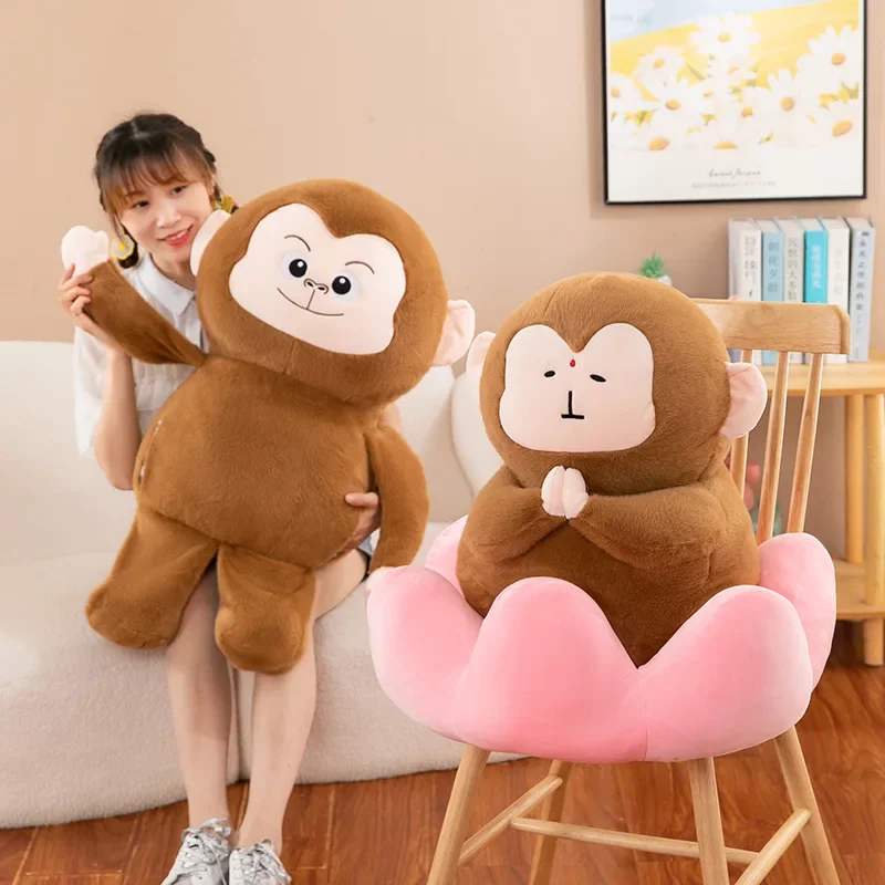 Hot 30-60cm Kawaii Buddha Pocket Monkey Lotus Doll Series Plush Toys Doll Ornament Pillow Male Girlfriend Birthday Gift