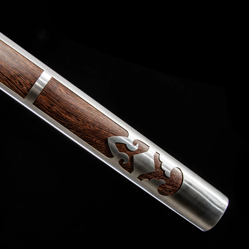 Chinese Ring Head Tang Sword High Manganese Steel Two Groove Blade Training Catana Handmade Full Size Rose Wood Sheath Katana - view 6