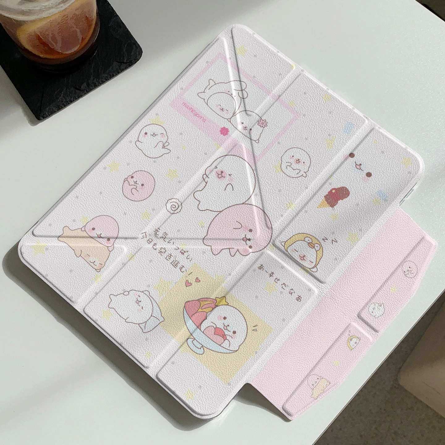 Cute PolkaDot Seal Tablet Case For iPad Pro 11 12.9 13 A16 M2 M4 M3 M5 Shell 8.3 9.7 10.2 5/6/7/8/9/10/11th Mini Air 3 4 5 Cover