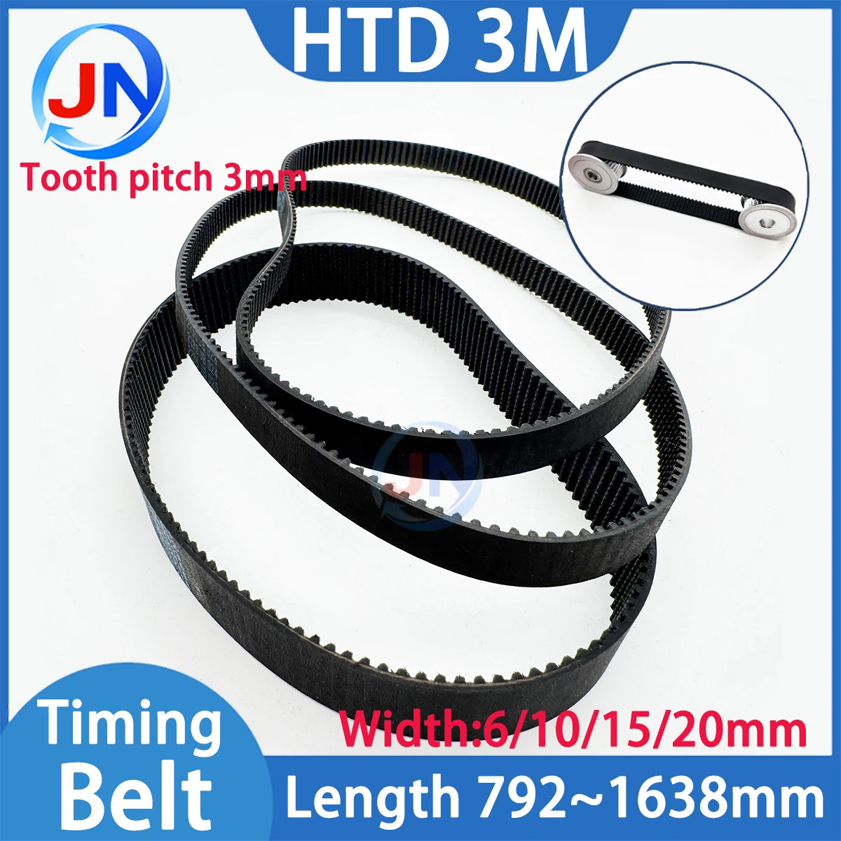 HTD 3M Timing belt C=792 798 810 825 840 900 915 960 1068 1200 1500 1638mm width6 10 15 20mm Rubbe Closed Loop Synchronous Belt