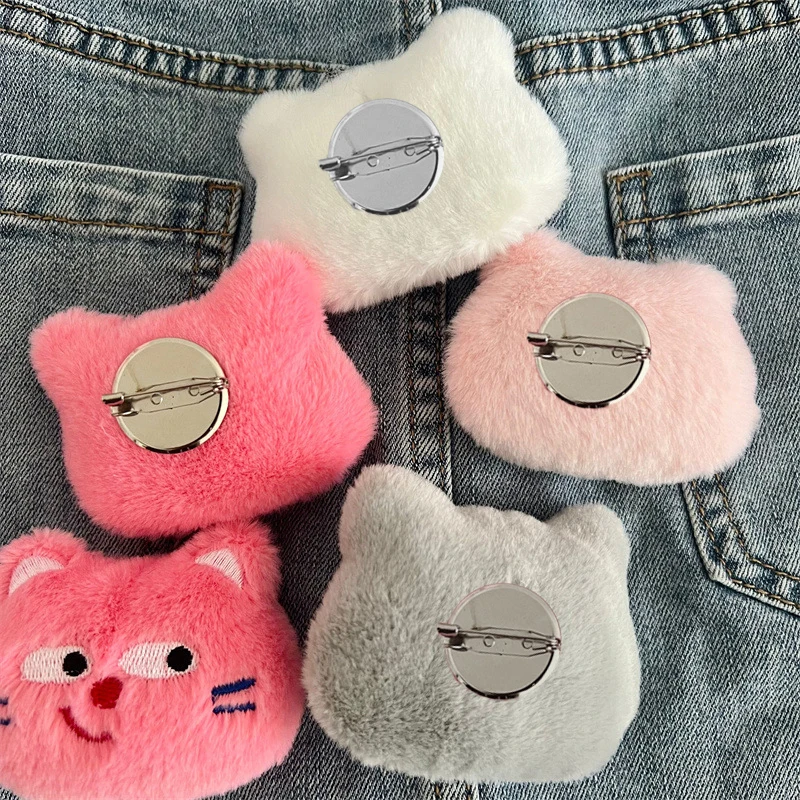 Cute Cat Plush Doll Brooch Fluffy Soft Stuffed Clothes Badge Pins Backpacks Decoration Accessories image 4