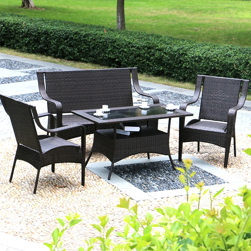 Outdoor sofa rattan sofa  sofa coffee table combination rattan art furniture outdoor sofa sun protection and waterproof