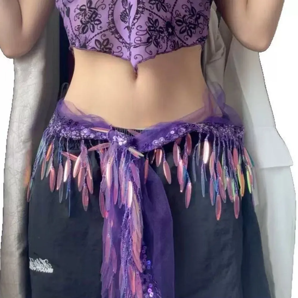 قابل للتعديل وشاح رقص الجاز الثلاثي وشاح شرابات الهيب هوب وشاح الشارع الشهير قميص موسع Y2K حزام أداء الرقص