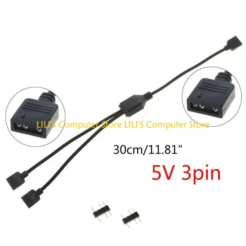 A52B 5V 3 Pin Computer Motherboard Extension Cable RGB Connector Hub RGB Splitter Cable for Computer Chassis