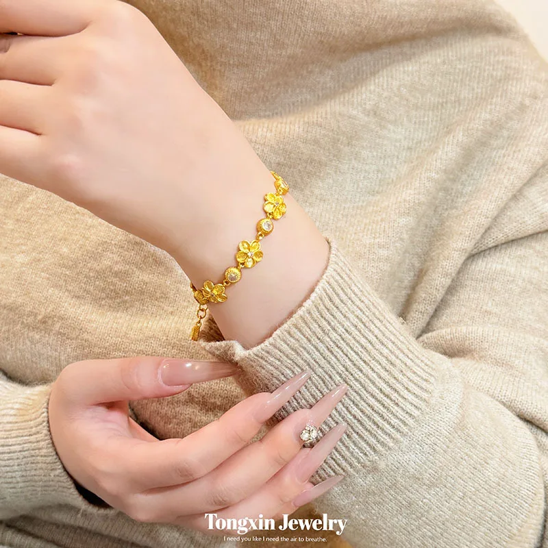 Advanced feeling point drill FLOWER bracelet gold light luxury atmosphere quality all kinds of flower bracelet