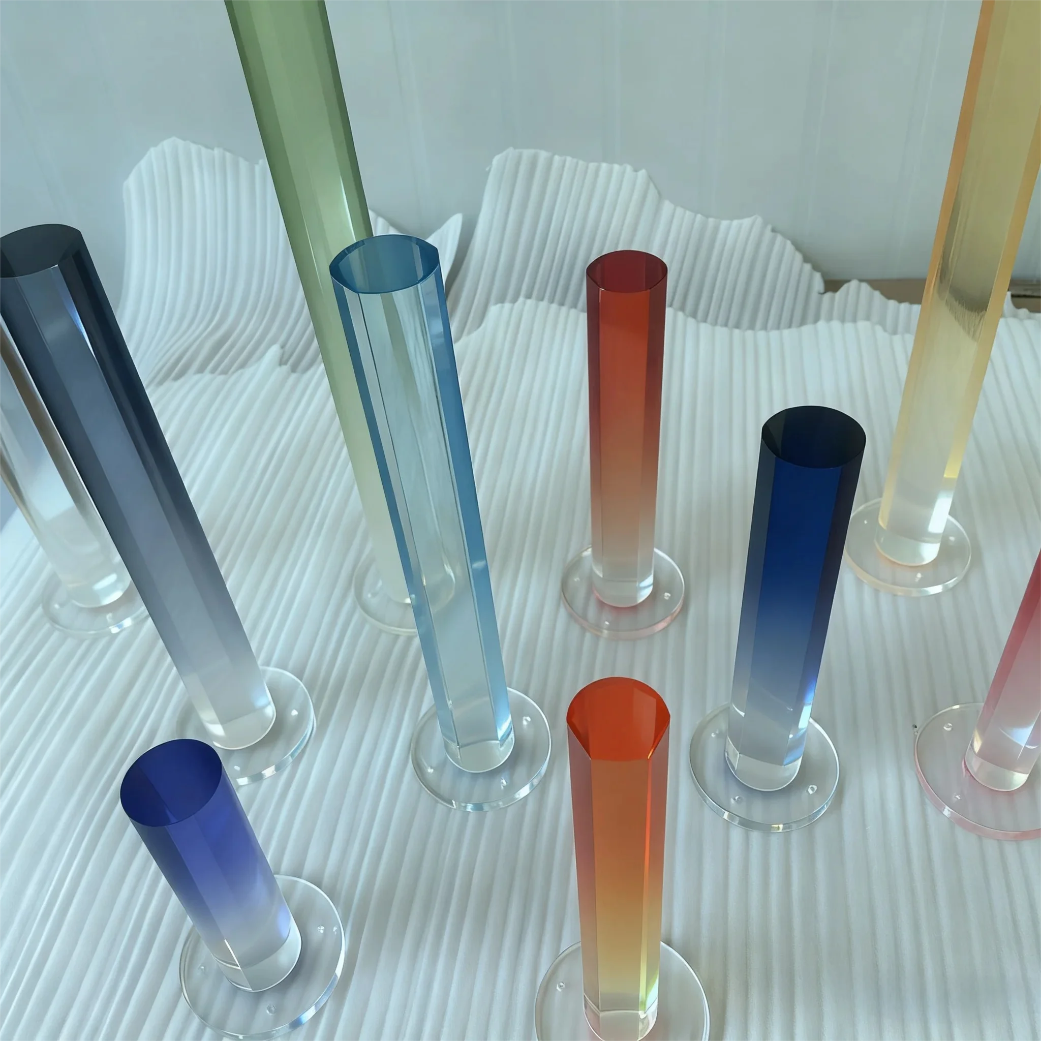 2PCS 나실라이 프로스트 아크릴 도웰 로드, 1.57''x 12'' 길이 그라데이션 컬러, 원통형 라운드 바 DIY 공예용, 테이블 다리용