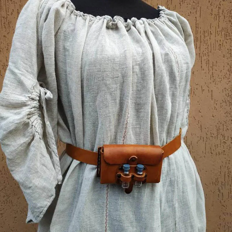 

Medieval Witch Alchemist Belt Pouch PU Leather Potion Bottle Holder Bag Viking Knight Cosplay Costume Renaissance Festival Props