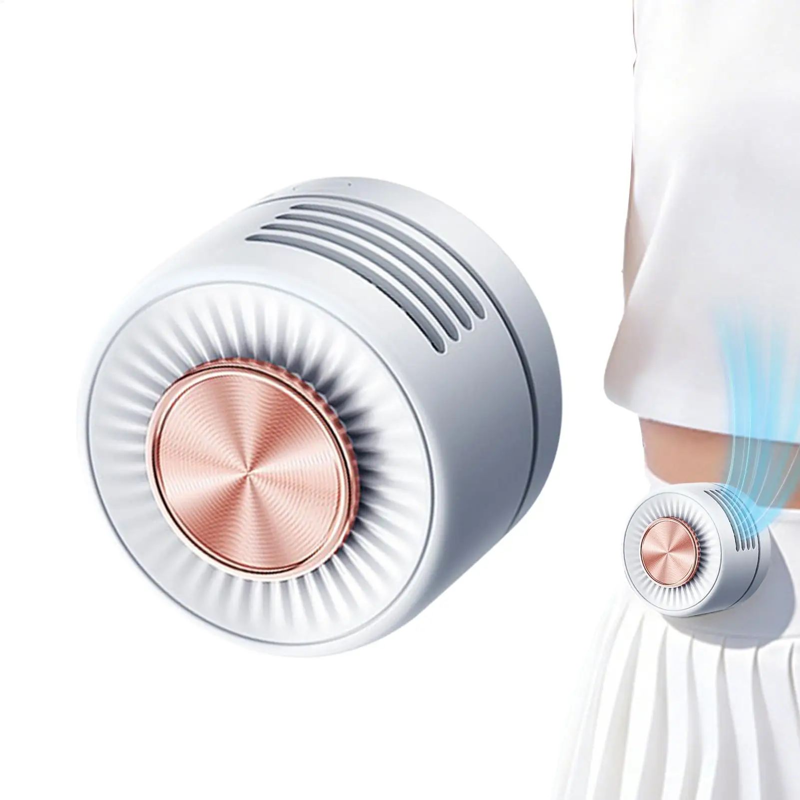 

Small Clip Fan Portable Silent Mini Bladeless Electric Fan Clip On Fan For Shirt 3 Speeds Hands-Free Neck Fan For Outdoor Travel