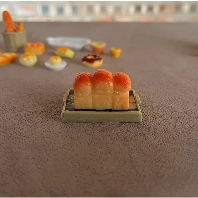 Emulation Miniature Pastry Bread Egg Tart Doughnut Plate Micro Landscape Model Prop Decoration