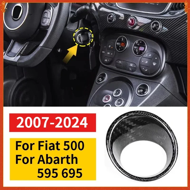 For Fiat 500 For Abarth 595 695 Real Dry Carbon Fiber Ignition switch Keyhole bezel slot cover decoration Interior Accessorie