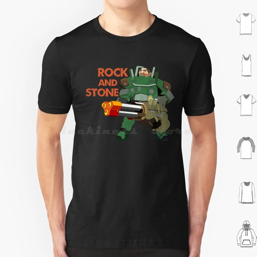 Rock And Stone-Gunner T Shirt 6xl Cotton Cool Tee Deep Galactic Deep Drg Dwarf Dwarves Gunner And Stone