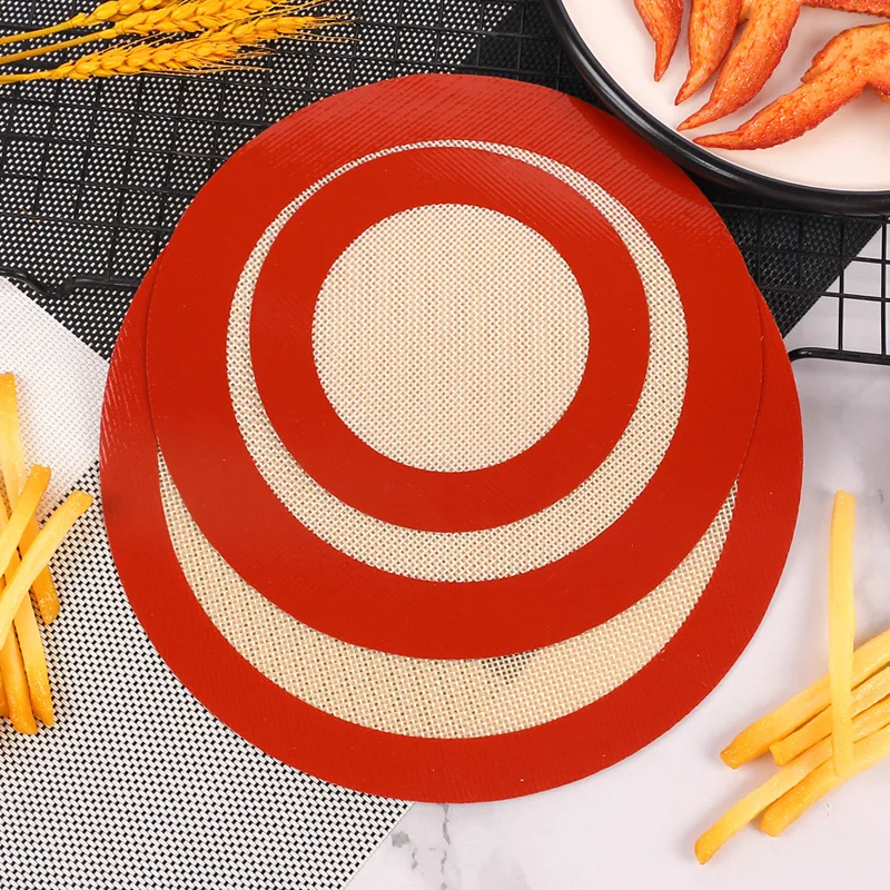 Round Non-Stick Silicone Baking Mats, reutilizáveis, Food Grade, Easy Clean, Macarons e Cookies