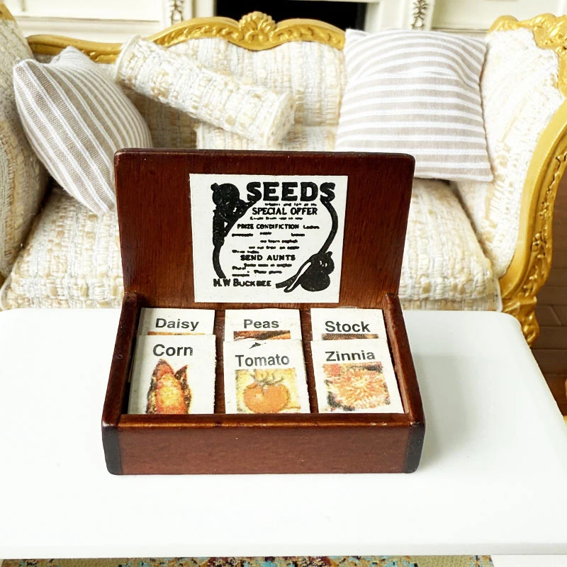 1/12 escala casa de bonecas caixa de venda de sementes de madeira caixa de exibição cena fazenda decoração brinquedos casa de bonecas acessórios fingir jogar brinquedo para