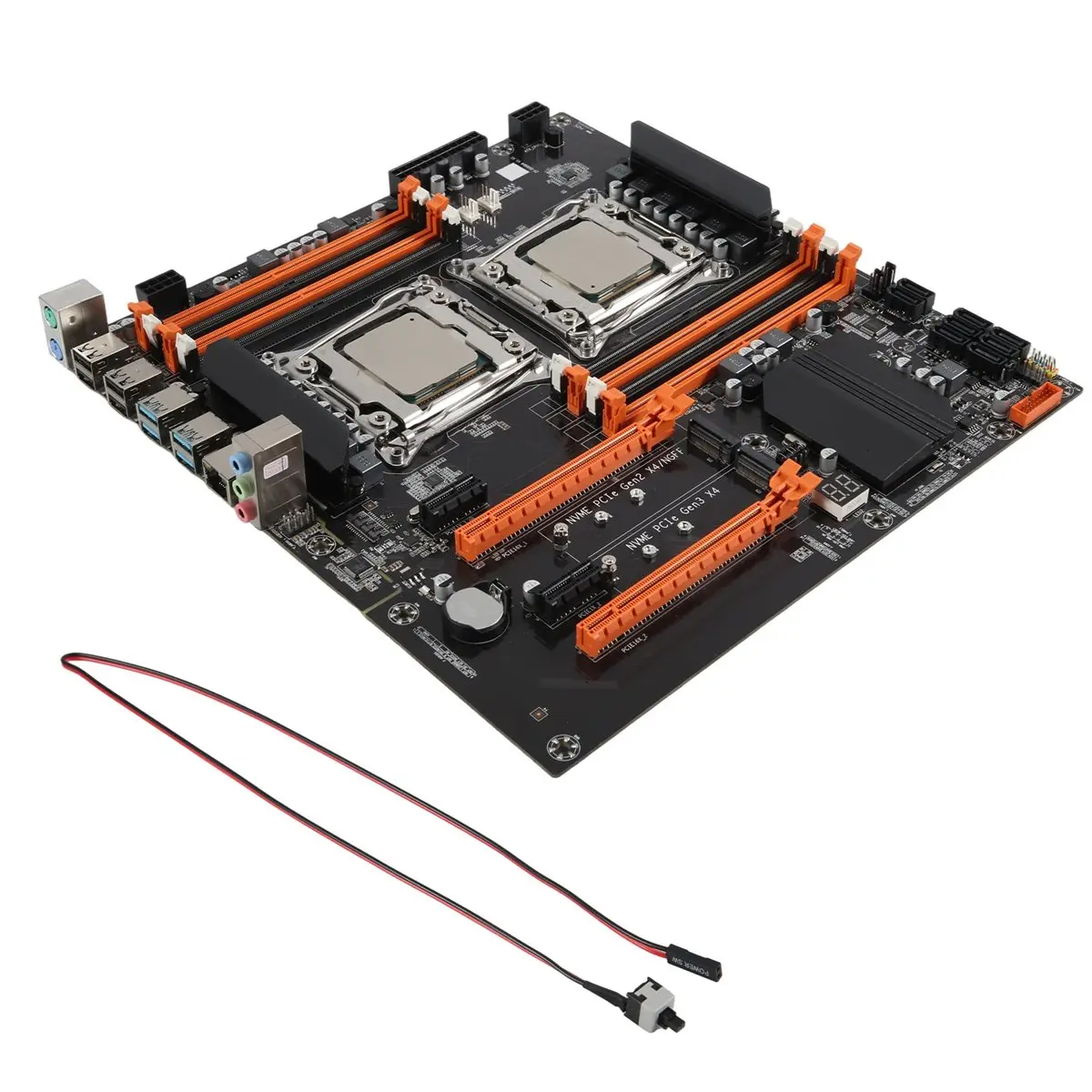 CompatibleX99 Dual CPU Motherboard LGA2011 Support DDR4 ECC Memory Computer Motherboard+2XE5 2650 V3 CPU+Switch Cable