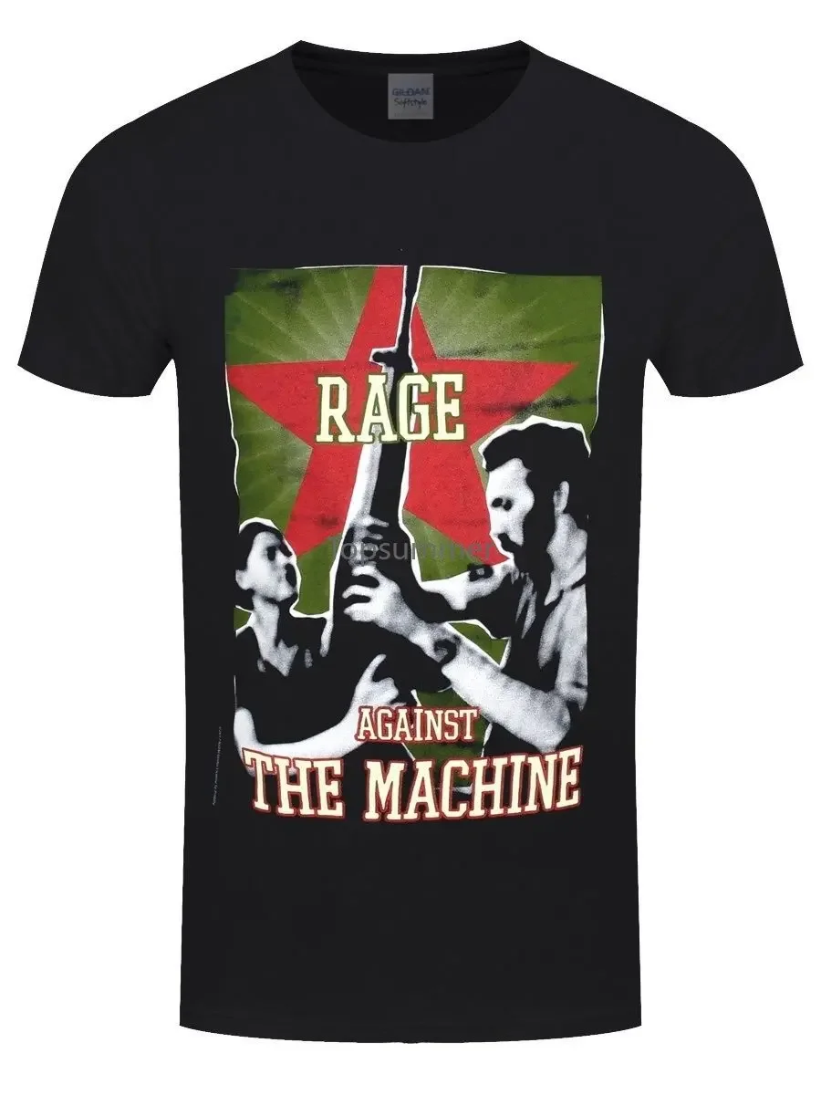 Rage Against The Machine Herren T-Shirt Gun Star Schwarz New Arrival Male Tees Casual Boy T-Shirt Tops Discounts Breathable