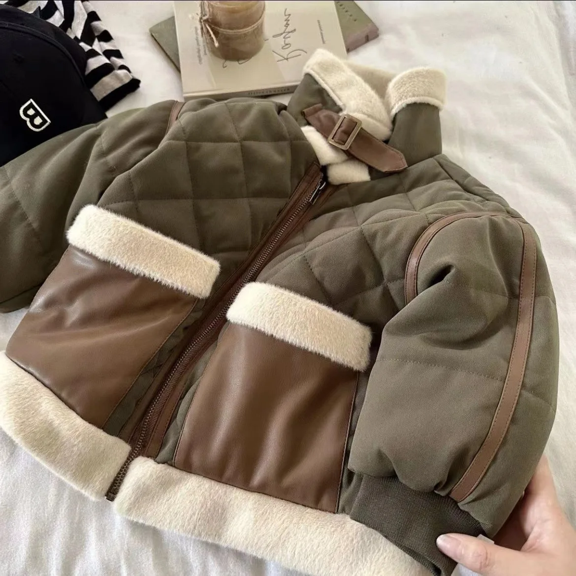 

Coat Children Clothing Winter New Cotton Boys Fashion Girls Baby Plush Thickening Keep Warm Jacket Loose Simple 2024