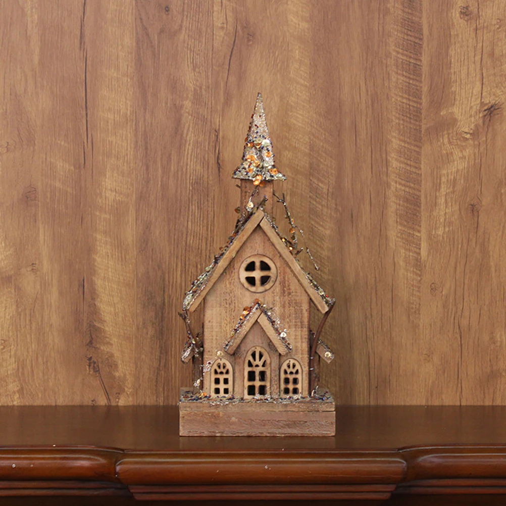 

Chic Luminous Wooden House Craft Xmas Home Decor Desktop Prop Party Layout Showcase Decorative House Craft Xmas Home Decor