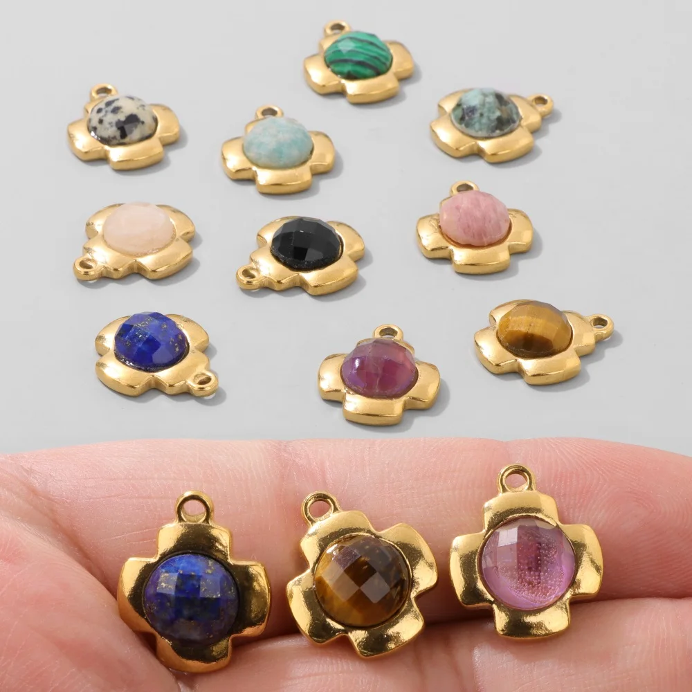 

2 шт. натуральный кулон в форме креста, инкрустированный круглым граненым амазонитом, родохрозит, кварцевый камень, подвески, подходят для изготовления ювелирных изделий своими руками