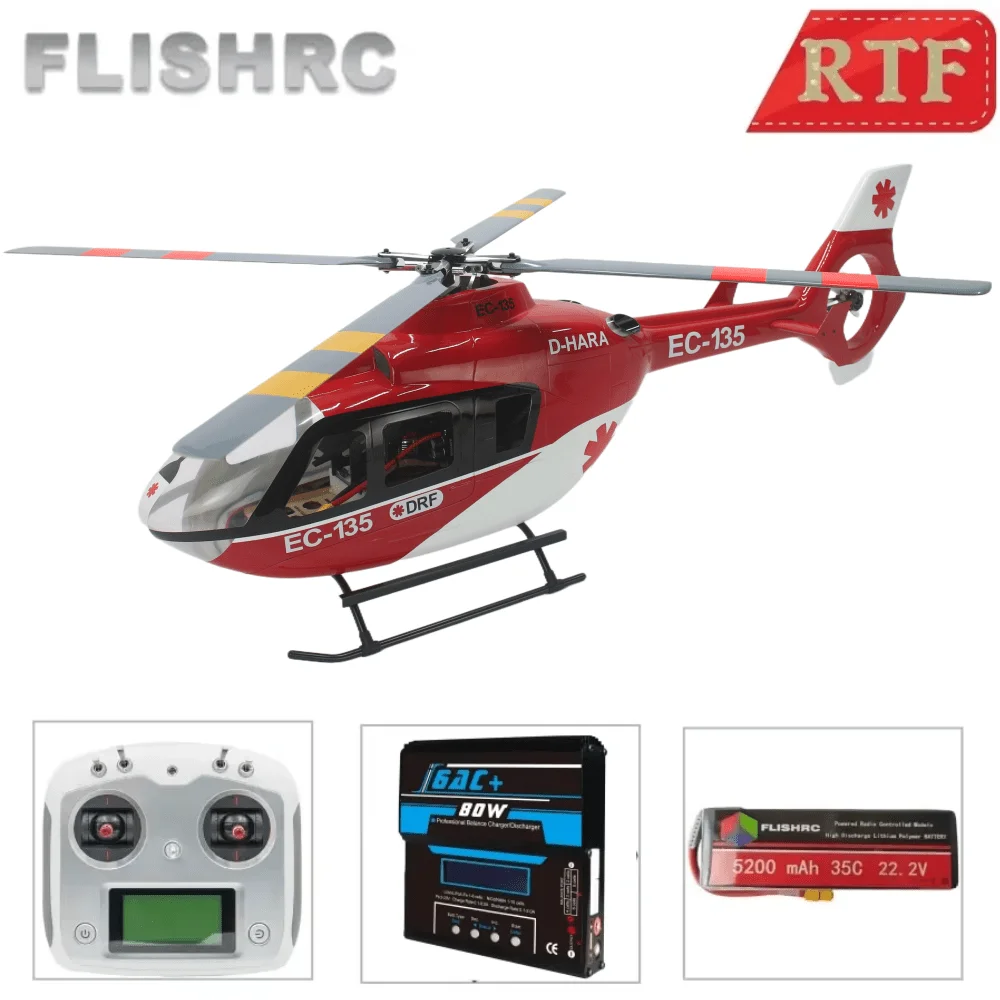 FL500 V2 FLISHRC Roban EC135 500 Size Scale Helicopter Four Rotor 6CH GPS with H1 Flight Control RTF /BNF Hobby,Outdoor Fun