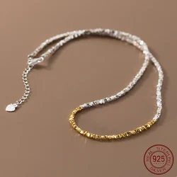 La Monada 38+5.5cm Women's Necklace 925 Silver Chains Woman On Neck Silver Irregular Gold Bead Women Necklace Silver Girls