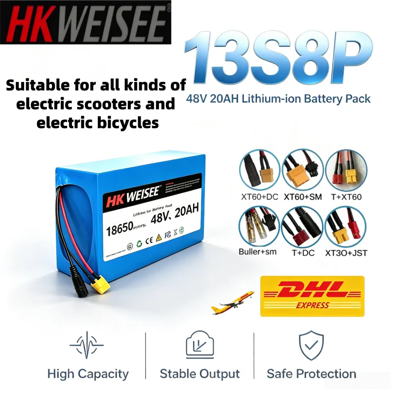 New Original 48V 20Ah 13s8p Lithium Battery Pack 48v 20000mAh for Motorized Scooter Batteries Built in BMS
