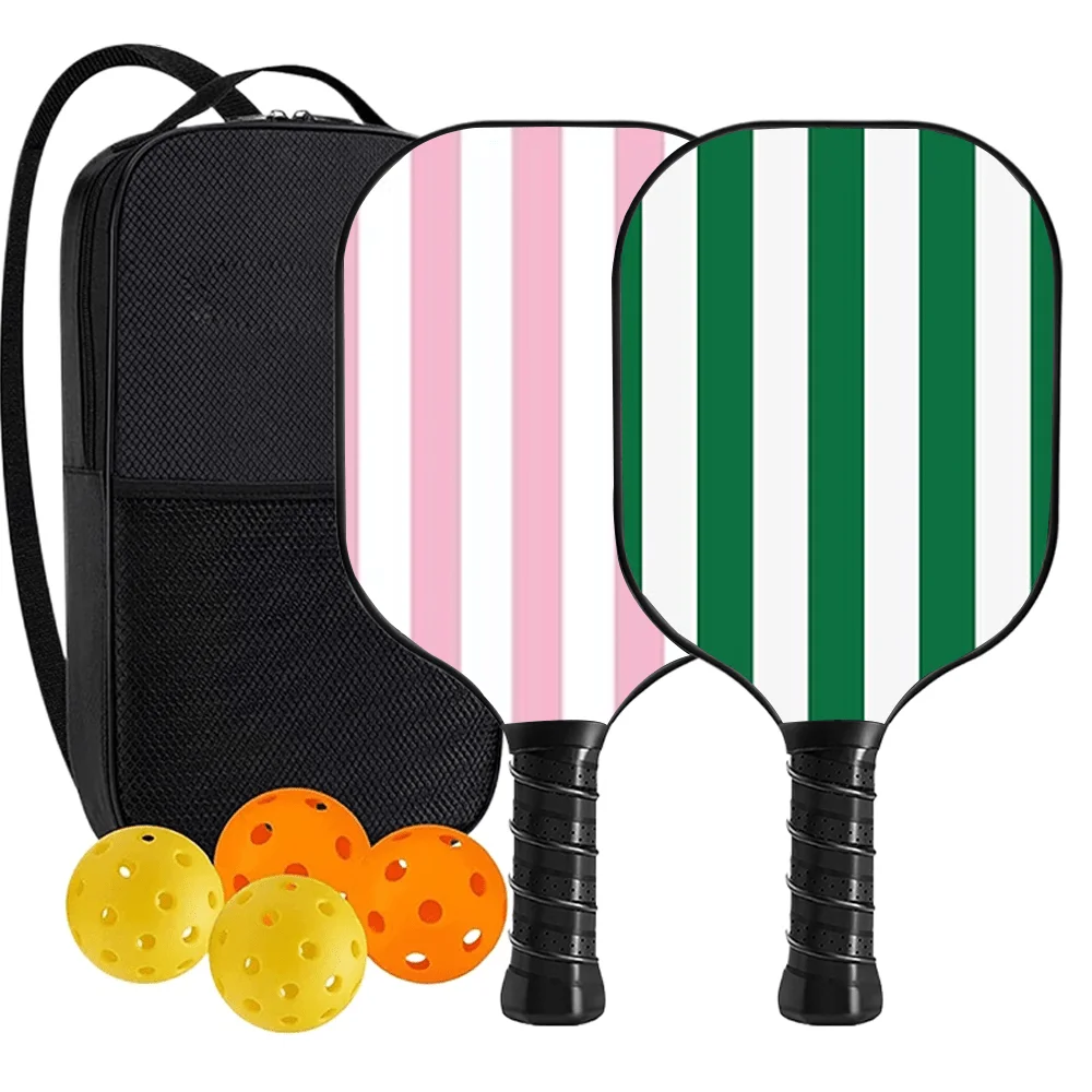 

2PCS Pickleball Paddle Set with 4 Balls and Bag Fiberglass Rackets Honeycomb Core Anti-Slip Grip Outdoor Sports