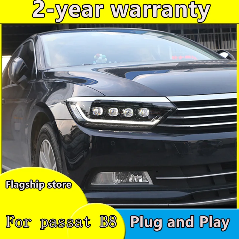 Car Lights for Passat B8 2016-2019 EU Version Magotan LED Auto Headlight Assembly Dynamic Lamp Projector 4 Lens Tool Accessories