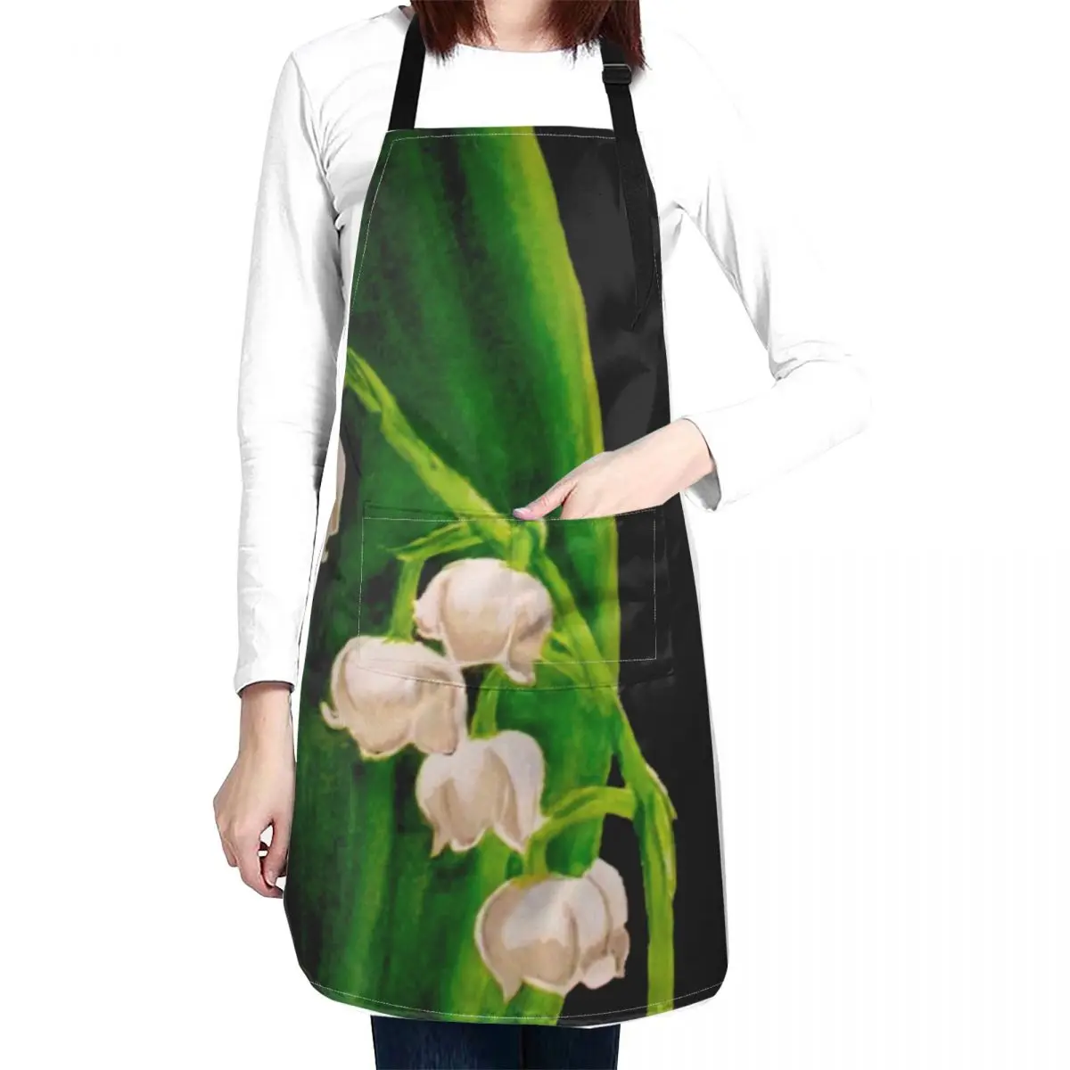 Lily of the valley Apron with personal logo christmas kitchen chefs for women with pocket Apron