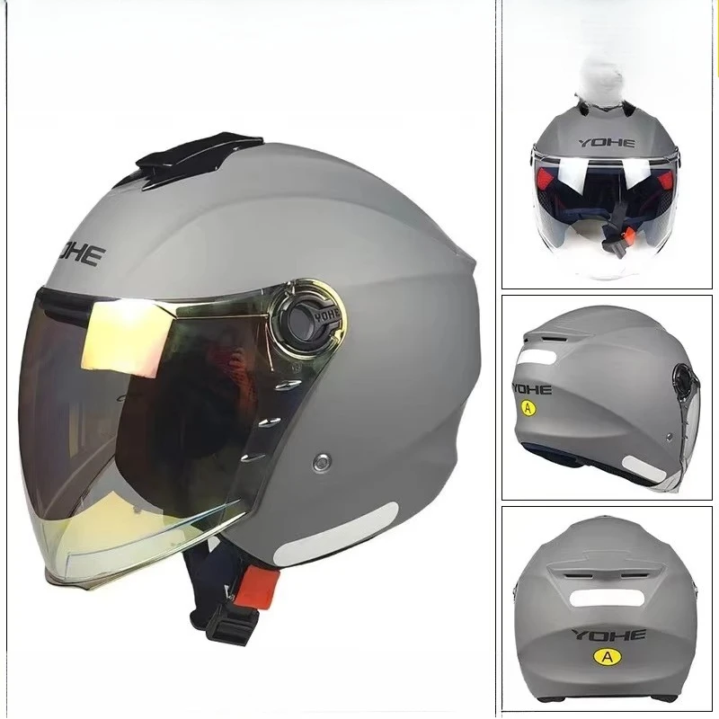 Half Face Motorcycle Helmet Double Lens Ventilated Unisex Street Riding Four Seasons Use Cascos Para Moto 범블비헬맷