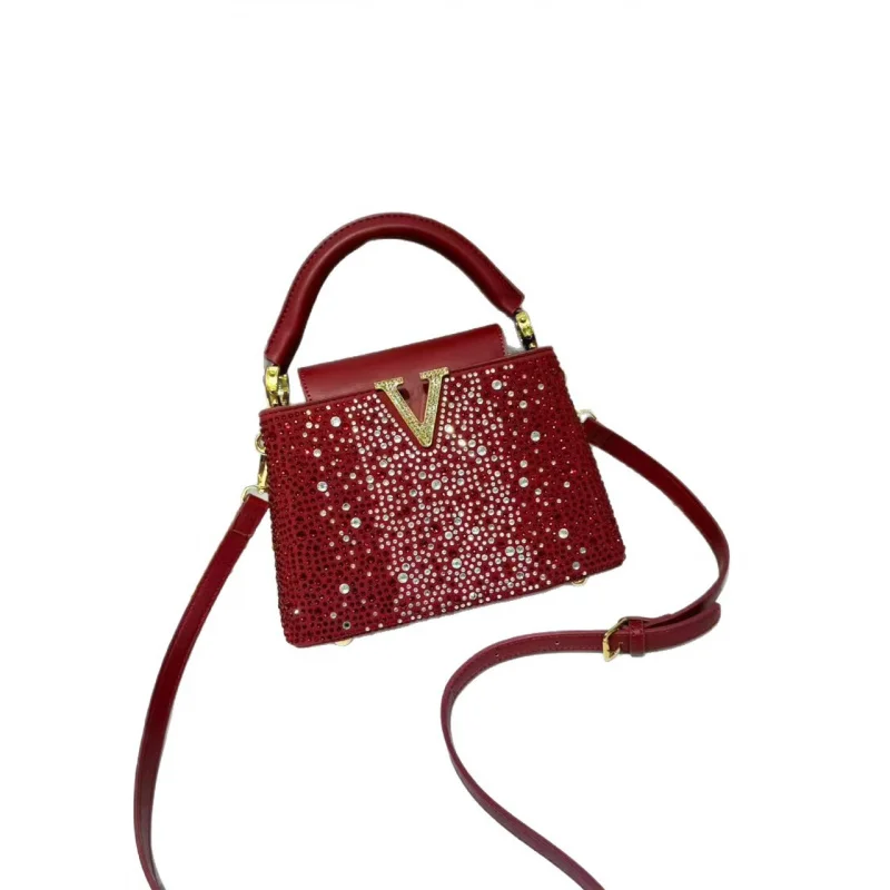 High-end Handbag Women, New Autumn and Winter Color-blocking Fashionable Lady Bucket Bag