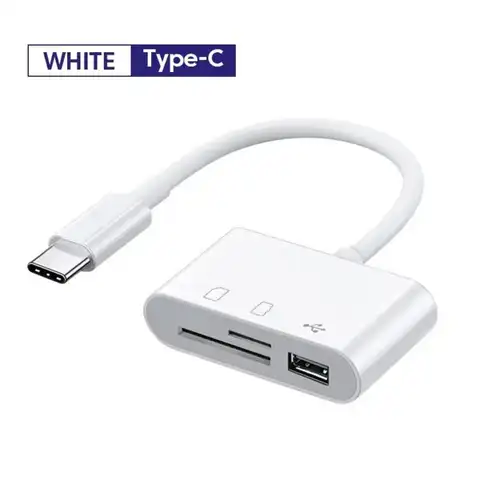 3-in-1 iPhone Type-C to SD and TF Card USB Camera Adapter, compatible with iPhone and iPad, card reader and USB security key
