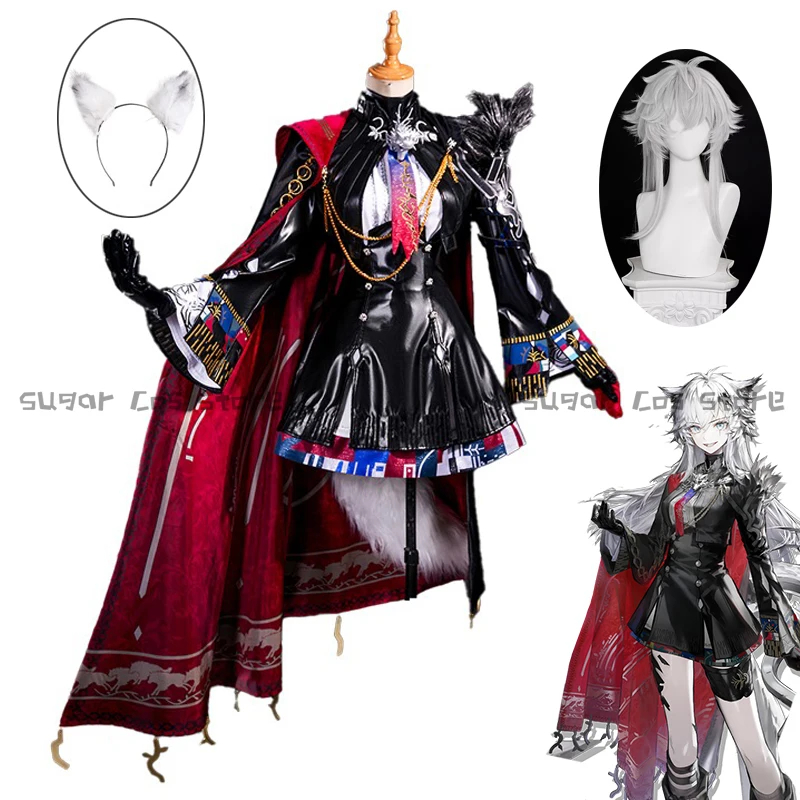 Game Arknights Lappland The Decadenza Cosplay Costume Wig Dress Uniform Tail Headwear Cloak Props Women Girls Halloween Party