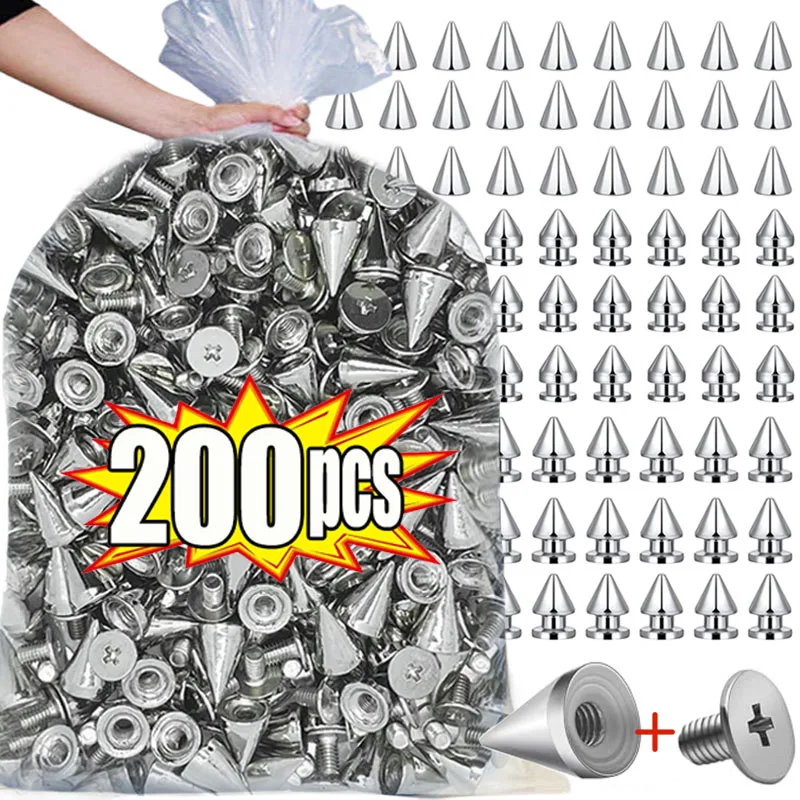 10/14/20MM Punk Metal Spikes Double Cap Silver Rivets Cone Studs DIY Bags Clothes Spike Round Nail Rivet Handcraft Accessories