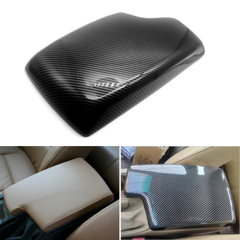 Car Carbon Fiber Texture Center Console Armrest Box Pad Protection Cover For BMW 3 Series E90 2005 2006 2007 2008 2009 - 2012