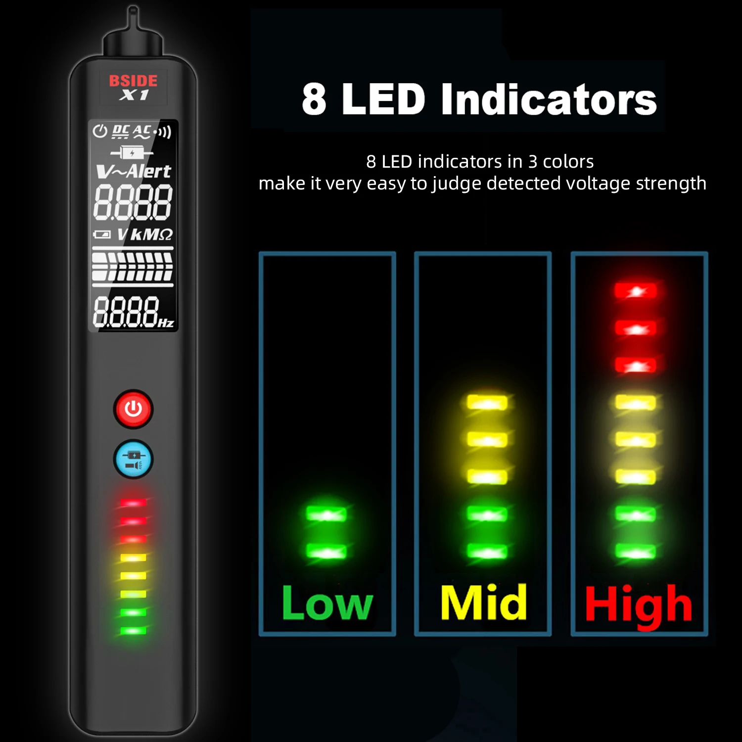 TK HOT BSIDE X1 Voltage Detector LCD 3-Line Display NCV Adjustable Sensitivity Dual Range AC Voltage Sensor Voltage TesterTK