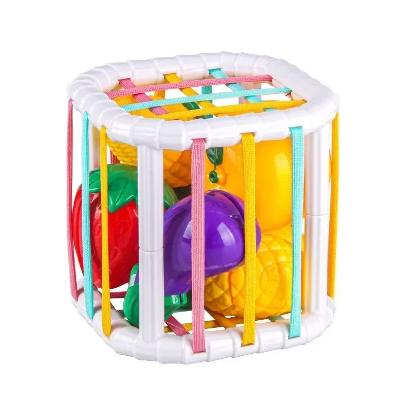 Cube de tri de formes à bande élastique, blocs géométriques à assortir, entraînement de la motricité fine, apprentissage précoce Montessori, utilisation en intérieur