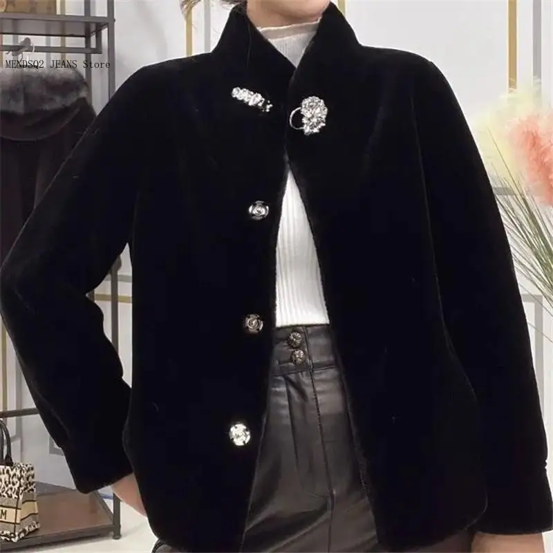 Middle-Aged Elderly Jacket Clearance Female Mink Overcoat Autumn Winter Women's Short Stand-Up Collar Mink Coat