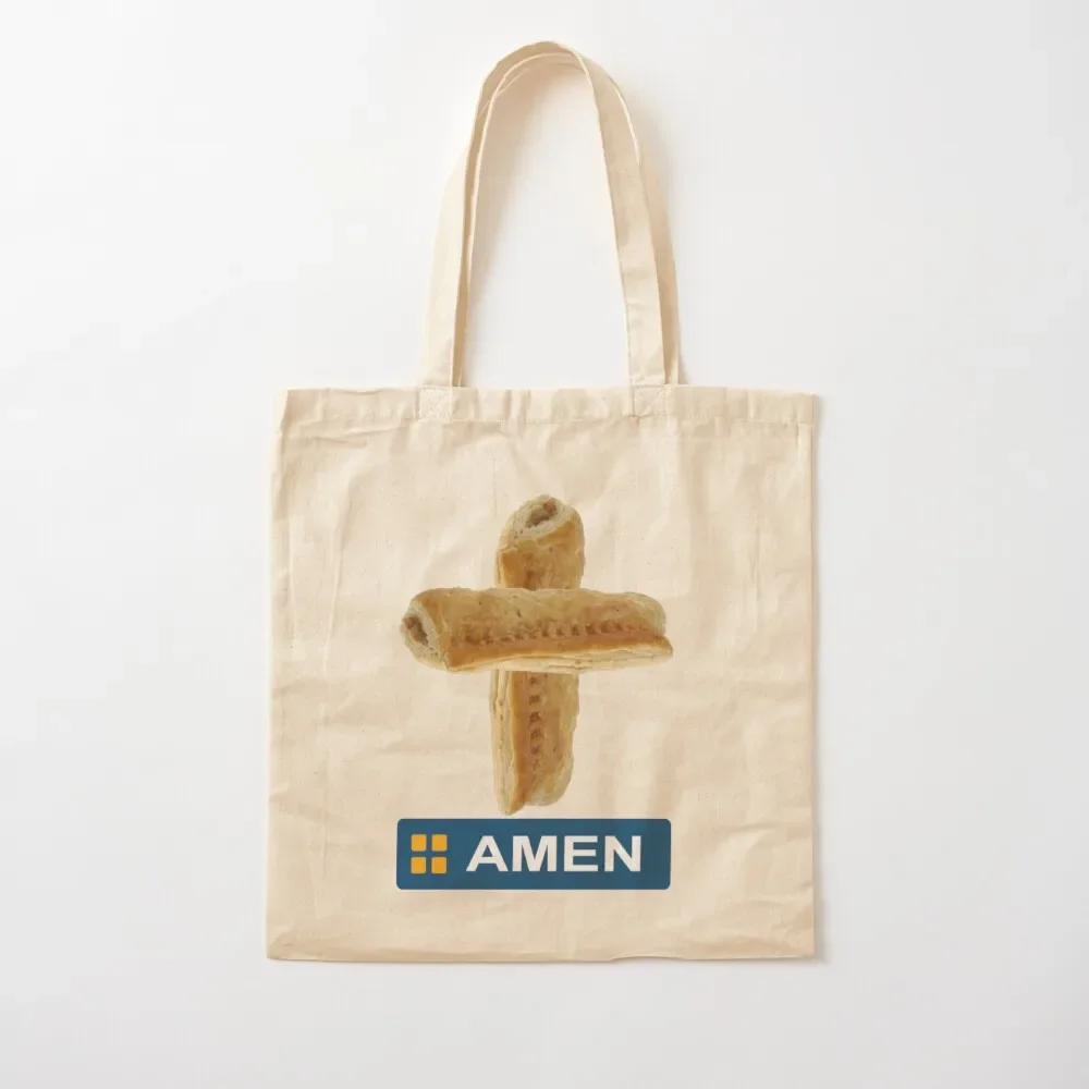 

AMEN Greggs Style Sausage Rolls T Shirt Tote Bag Big bag large size bags Tote Bag