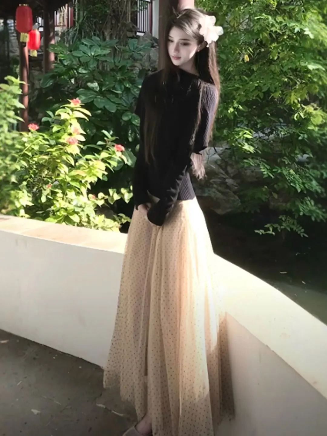 

Chic Korean Sle Set Gentle Wind Beautiful Cowl Ne Knit Sweater f Skirt Whole Set Ootd Spring 2026 Women's Faion Set