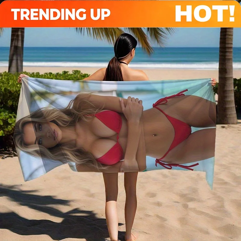 Customize Digital Print Ultra-Fine Fiber Beach Towel for Relaxation, Soft and Light Beige-Friendly, Fade-Resistant, Super Absorb