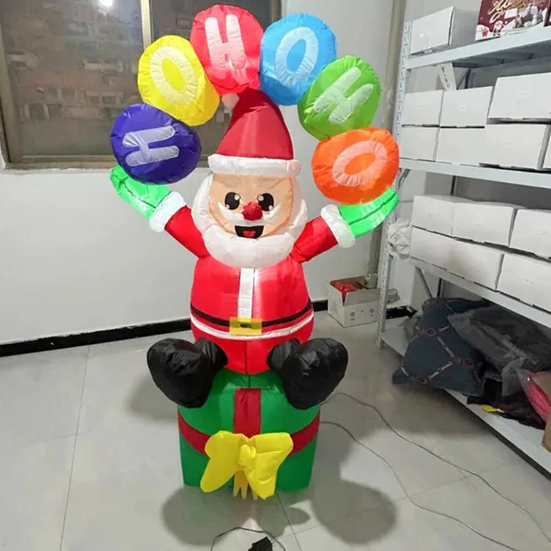 6 FT Christmas Santa Inflatables decorazioni per esterni alza un segno babbo natale con scatole regalo Blow Up Yard led incorporati per