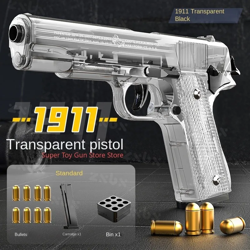 2025.M1911 Colt Toy Gunman Gun, Soft Bullet Shell, Katapult Blaster, manueller Luftpistolenwerfer, Schießspiel für Jungen ab 14 Jahren