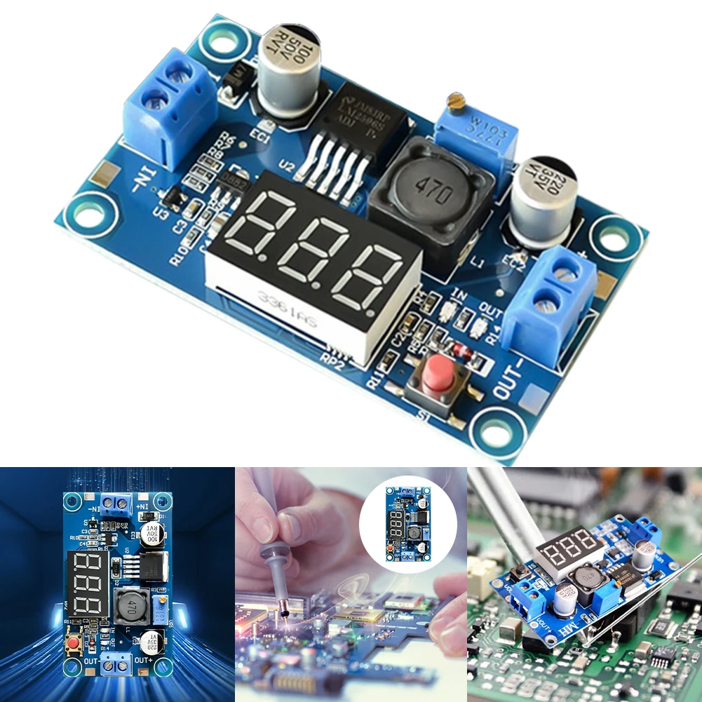 LM2596 DC To DC Buck Converter Board 4.5-40V To 1.25-37V DC DC Step Down Converter Voltage Regulator with LED Voltmeter