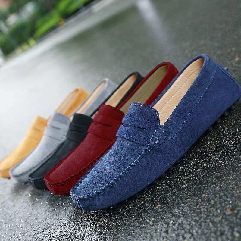 Mode Männer Schuh Handgemachte Wildleder Echtes Leder Herren Loafer Mokassins Slip Auf männer Wohnungen Männlich Fahren Männer Casual Schuhe