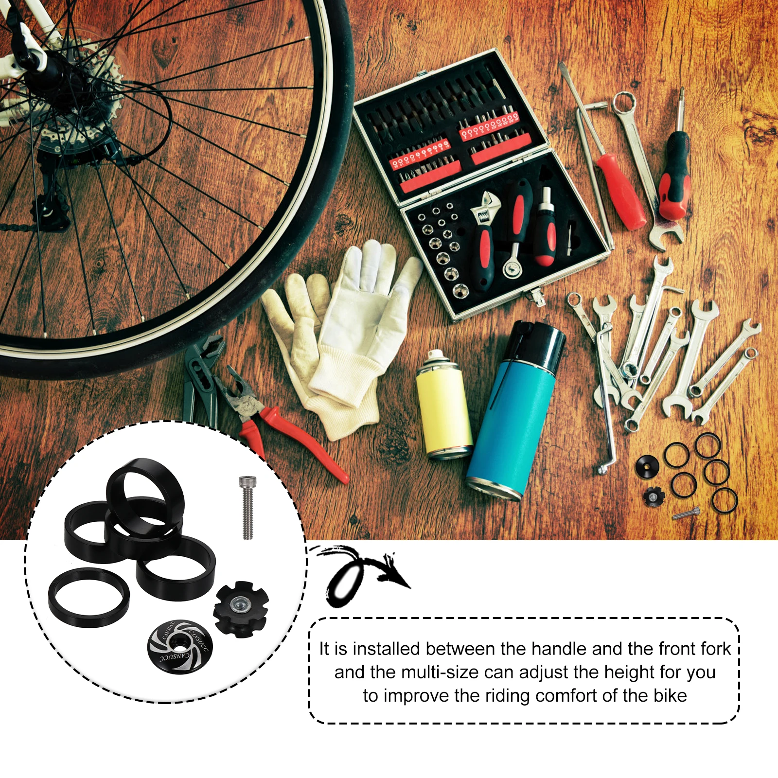

Bike Front Fork Gasket Sunflower Kit Nut Washer Headset Spacer Replacement Cycling Accessory Durable Waterproof Dustproof