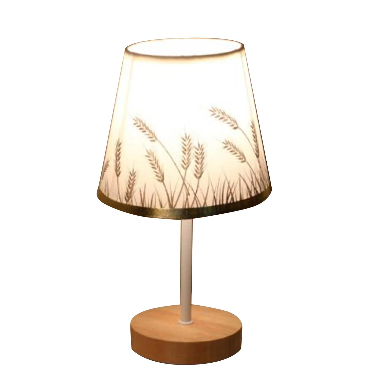 

ZK40 Small Table Lamp USB Bedside Nightstand Lamp Fabric Wooden Table Lamp for Bedroom Living Room Study Dorm Fixed Brightness